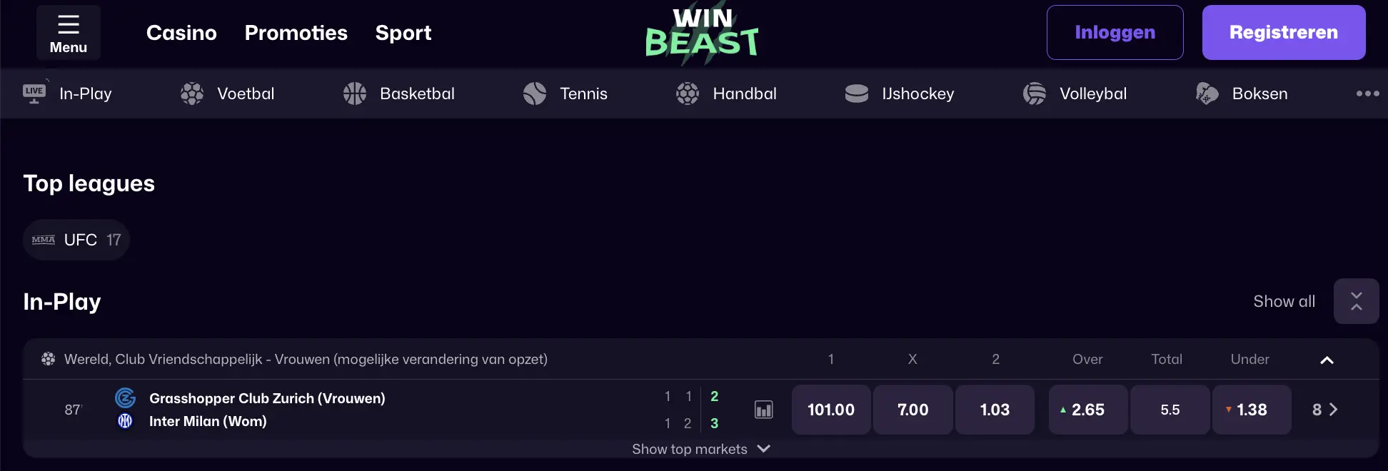 Sportweddenschappen bij WinBeast